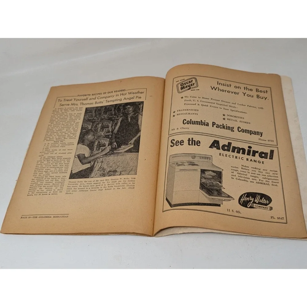 Vintage 1953 Columbia Missouri Recipe‎ Cook Book Desserts Pies House Wife 1950s